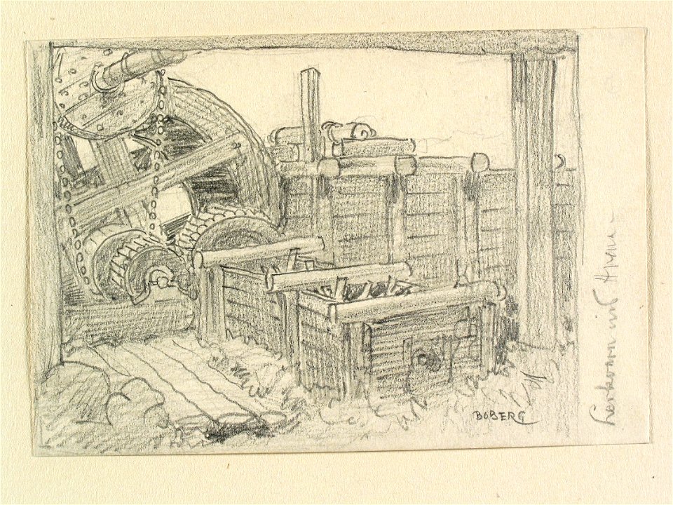 Småland, Sevede och Aspelands hd., Vena sn. Lerkvarn vid Vena. Teckning av Ferdinand Boberg - Nordiska museet - NMA.0088434