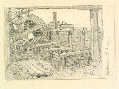 Småland, Sevede och Aspelands hd., Vena sn. Lerkvarn vid Vena. Teckning av Ferdinand Boberg - Nordiska museet - NMA.0088434