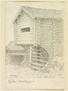Småland, Tunaläns hd., Kristdala sn., Bjälebo. Teckning av Ferdinand Boberg - Nordiska museet - NMA.0088414
