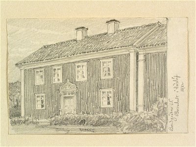 Småland, Allbo hd., Härlövs sn. Bondgård vid Borshult . Teckning av Ferdinand Boberg - Nordiska museet - NMA.0088412