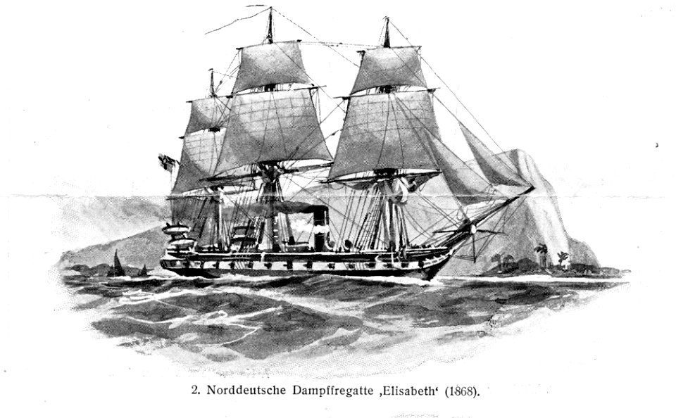 SMS ELISABETH. Zeichnung von 1907, Meyers Großes Konversations-Lexikon Bd. 10