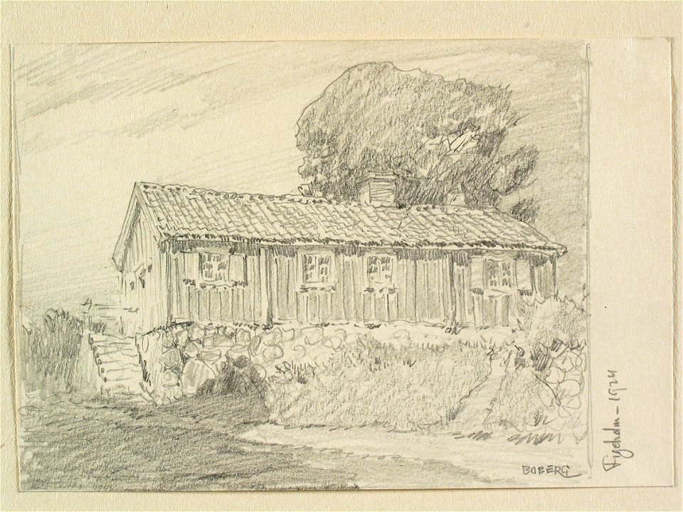 Småland, Tunaläns hd., Misterhults sn., Figeholm. Teckning av Ferdinand Boberg - Nordiska museet - NMA.0088424