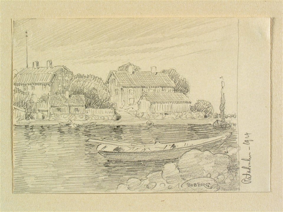 Småland, Stranda hd., Ålems sn., Pataholm. Teckning av Ferdinand Boberg - Nordiska museet - NMA.0088440