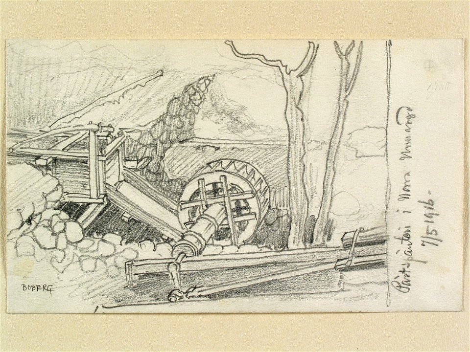Småland, Mo hd., Norra Unnaryd. Teckning av Ferdinand Boberg - Nordiska museet - NMA.0088428