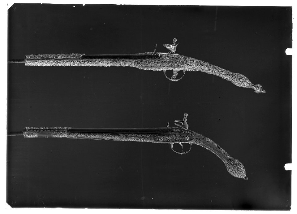 Snapplås-flintlåspistoler - Livrustkammaren - 77333-negative