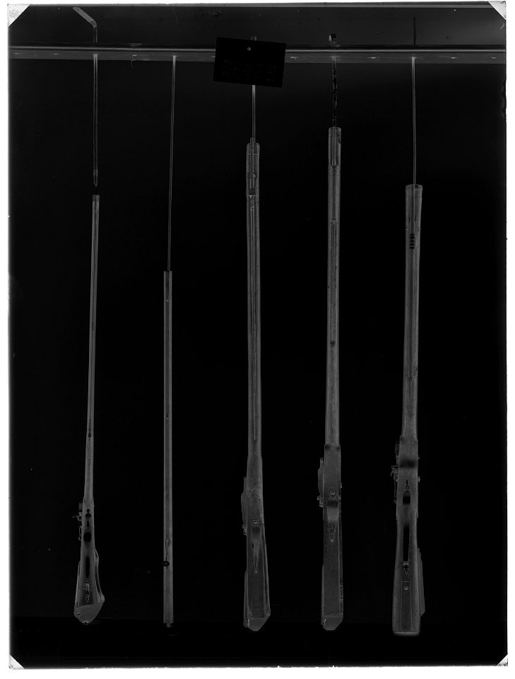 Snapplåslodbössa, batteri, utfjäderslås, sälbössa - Livrustkammaren - 34280-negative