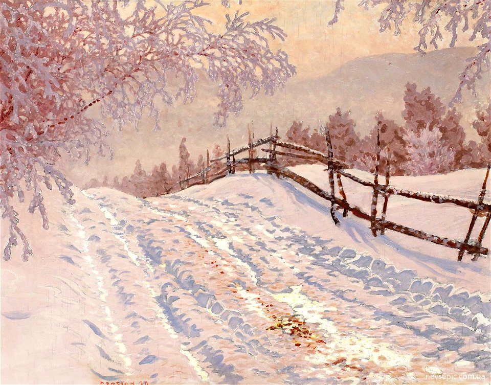 Snow-covered Road with a Fence