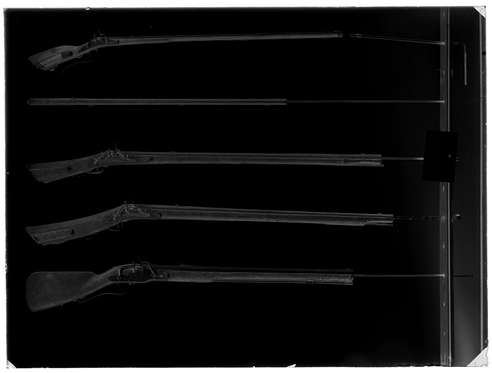 Snapplåslodbössa, batteri, utfjäderslås, sälbössa - Livrustkammaren - 51403-negative