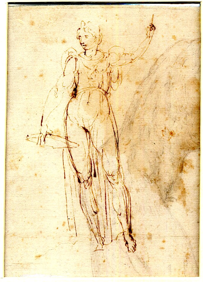 Sodoma - Verso A standing figure with a book, pointing upwards, 1946,0413.215