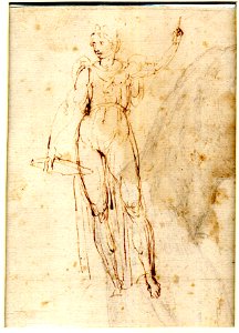 Sodoma - Verso A standing figure with a book, pointing upwards, 1946,0413.215