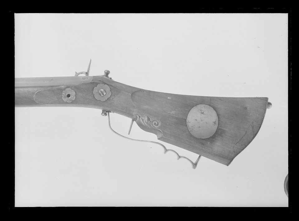 Snapplåslodbössa, lägglås, infjäderslås, Sverige, möjligen Uppsala, 1600-talets mitt - Livrustkammaren - 69691