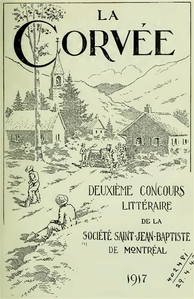 Société Saint-Jean-Baptiste - La corvée (deuxième concours littéraire), 1917 (page 1 crop)