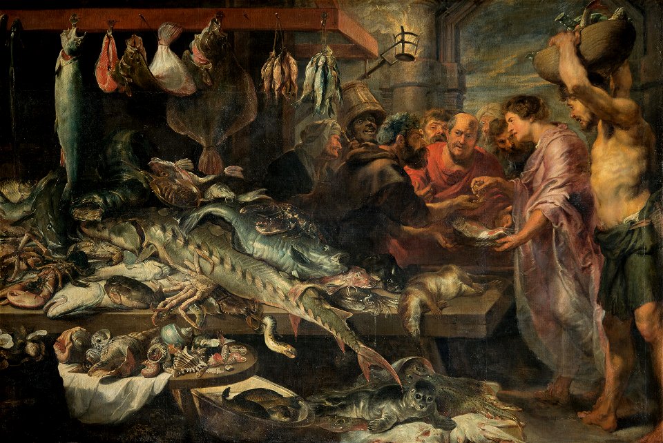 Frans Snyders, , Kunsthistorisches Museum Wien, Gemäldegalerie - Fischmarkt (Zinsgroschen^) - GG 383 - Kunsthistorisches Museum