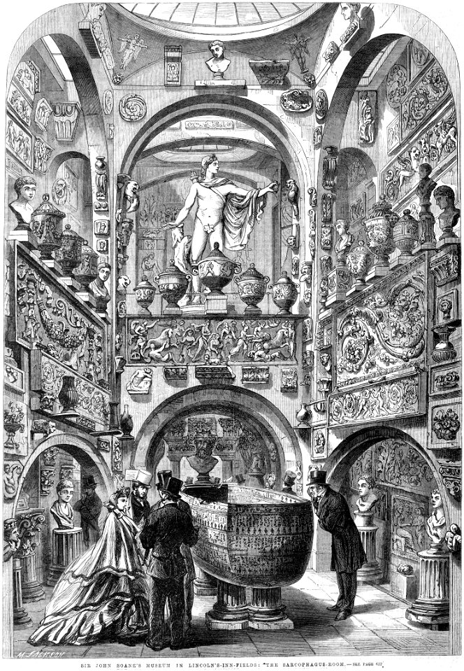 Soane The Sarcophagus Room ILN 1864. Free illustration for personal and commercial use.