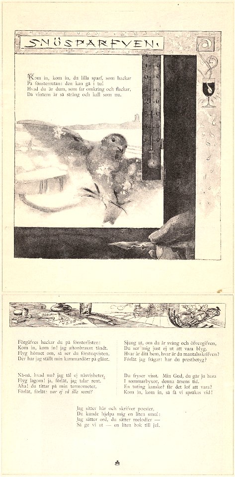 Snösparfven Sehlstedt Ill av Carl Larsson