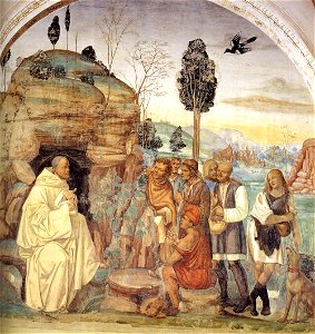 Sodoma - Life of St Benedict, Scene 7 - Benedict Instructs the Peasants - WGA21570