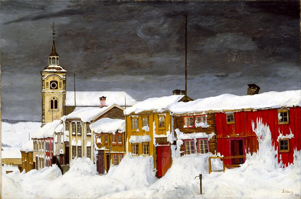 Harald Sohlberg - Street in Røros in Winter - Google Art Project