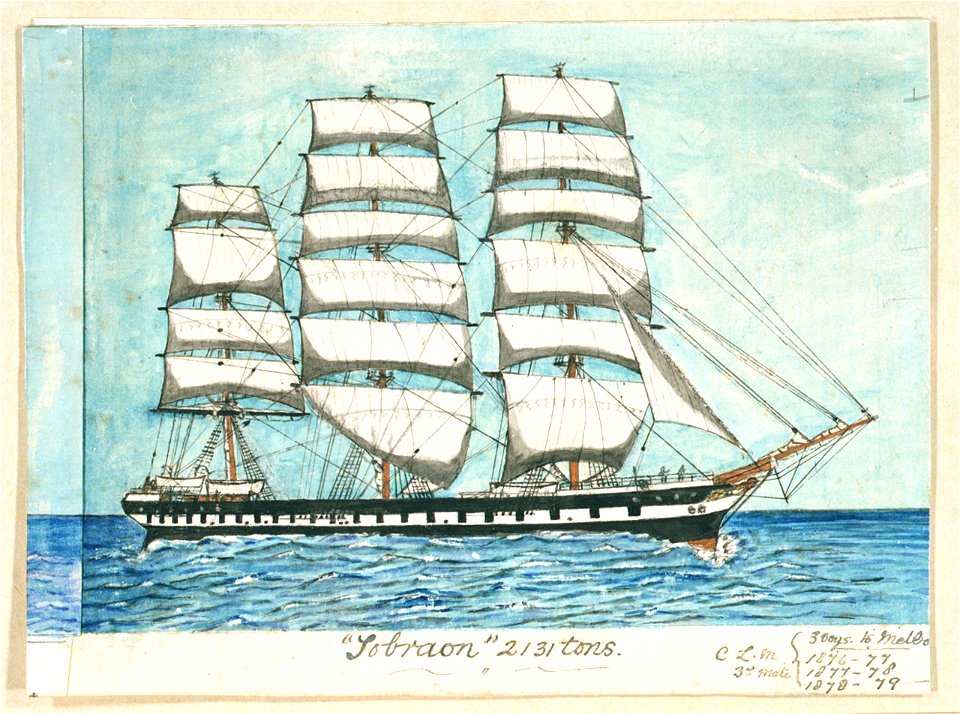 Sobraon 2131 tons C.L.M. 3rd Mate. 3 Voys to Melbourne 1876-77 1877-78 1878-79 RMG PU6482