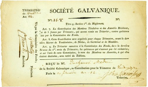 Société Galvanique 1803