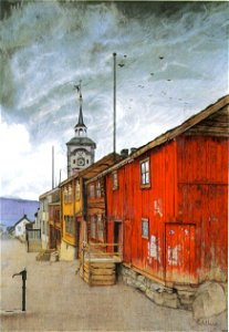 Sohlberg-Gate i Røros. Free illustration for personal and commercial use.