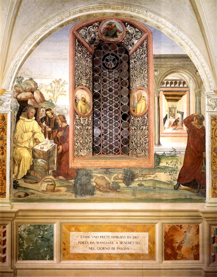 Sodoma - Life of St Benedict, Scene 6 - A Priest Shares His Easter Meal with Benedict - WGA21569