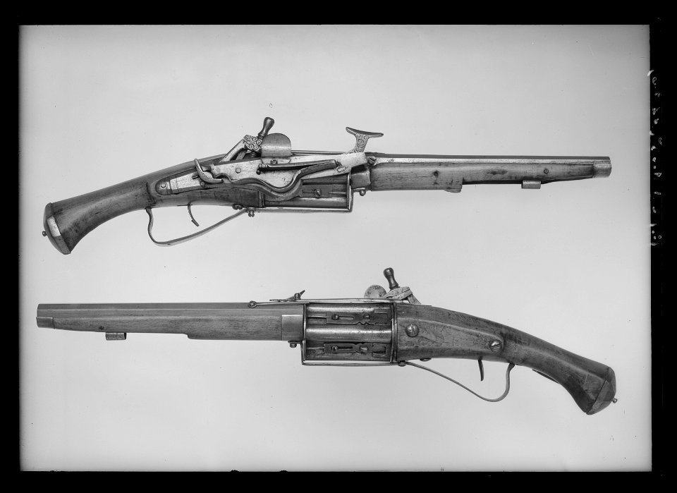 Snapplåsrevolver för fyra skott, Sverige 1630-tal - Livrustkammaren - 52908