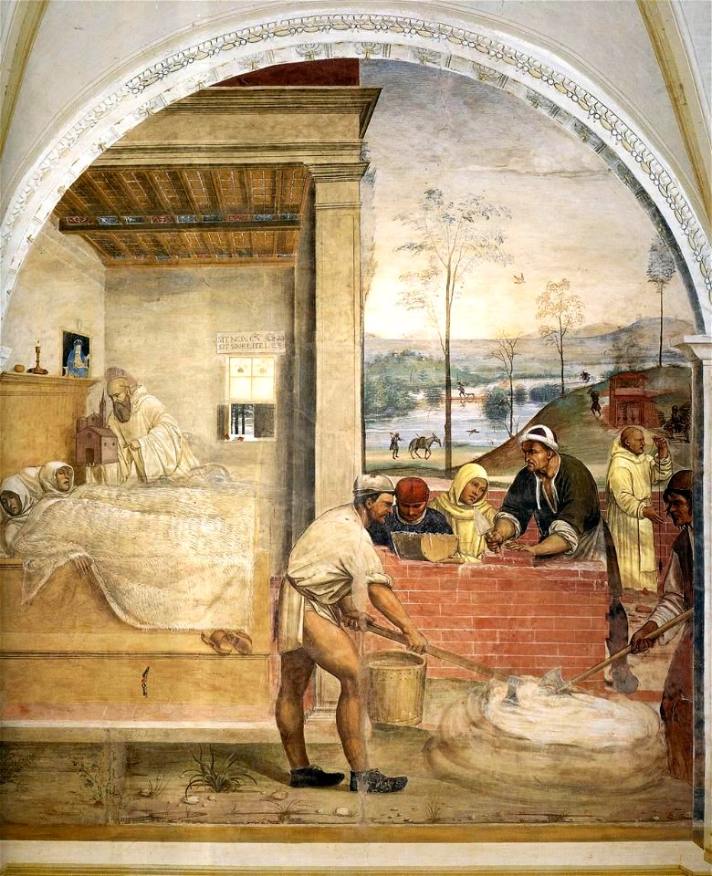 Sodoma - Life of St Benedict, Scene 32 - Benedict Appears in the Dreams of Two Monks - WGA21582