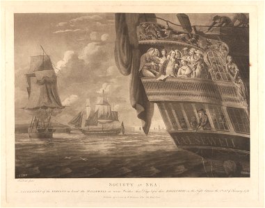 Society at Sea. The Recreation of the Company on board the Halsewell in serene Weather, three Days before their Disolution, on the Night between the 5th and 6th of January 1786 RMG PY8429