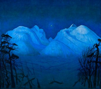 Harald Sohlberg - Winter Night in the Mountains - Google Art Project. Free illustration for personal and commercial use.