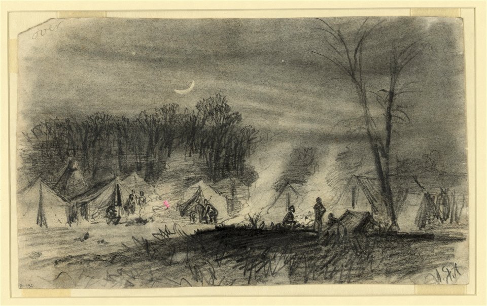 Soldiers in camp at night LCCN2004660537