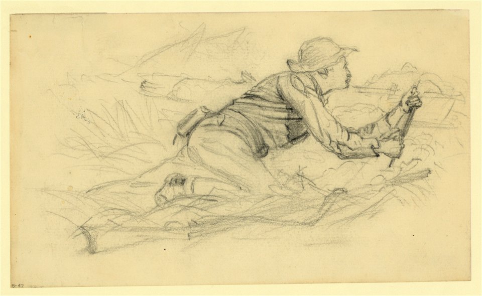 Soldier peering over a log LCCN2004661019