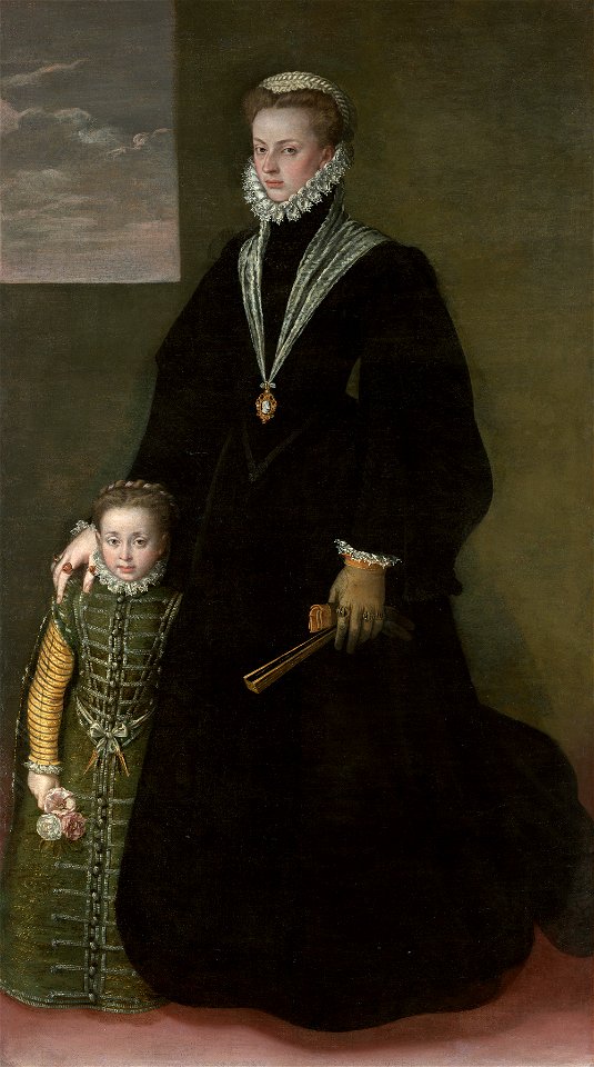 Sofonisba Anguissola - Portrait of Juana of Austria with a Young Girl, 1561