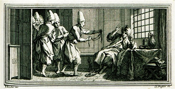 Soldiers about to strangle a captive (probably Prince Osman II) - Guer Jean Antoine - 1746
