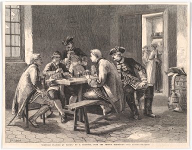 Soldiers Playing at Cards, from the Illustrated London News MET DP861611. Free illustration for personal and commercial use.