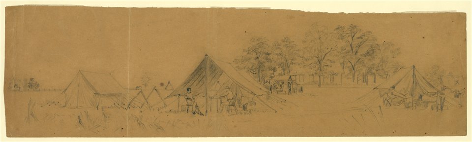 Soldiers in their tents in army camp LCCN2004660515. Free illustration for personal and commercial use.