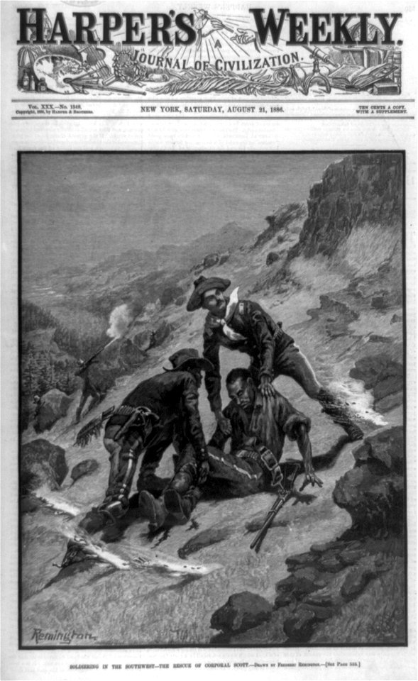 Soldiering in the Southwest-the rescue of Corporal Scott - Remington. LCCN89714479