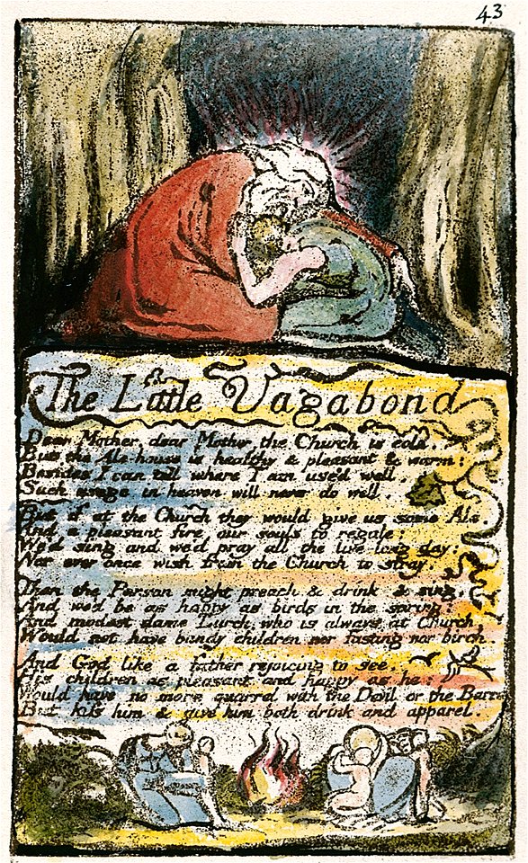 Songs of Innocence and of Experience, copy L, 1795 (Yale Center for British Art) object 43-45 The Little Vagabond