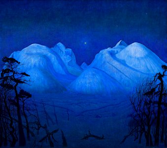 Harald Sohlberg - Winter Night in the Mountains - NG.M.01185 - National Museum of Art, Architecture and Design. Free illustration for personal and commercial use.