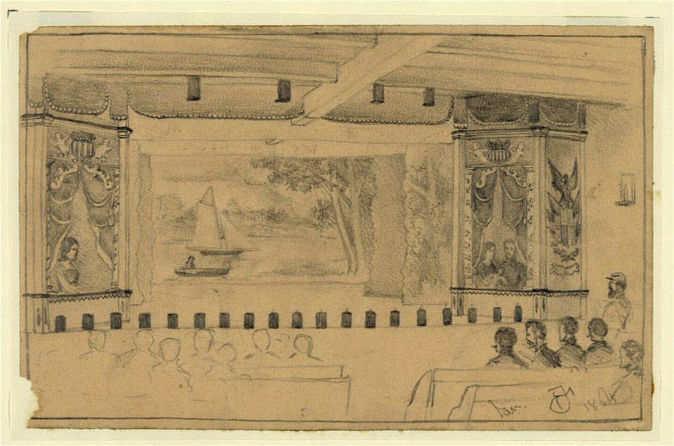 Soldier's theatre, (Fourteenth Brooklyn) in an old warehouse in Culpeper Court House, Va. - EF. LCCN2004661849