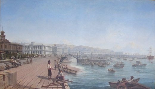 Somerscales, Thomas - Antiguo muelle de Valparaiso (Muelle Prat) 1882. Free illustration for personal and commercial use.