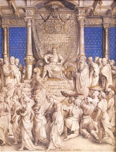 Solomon and the Queen of Sheba, by Hans Holbein the Younger. Free illustration for personal and commercial use.