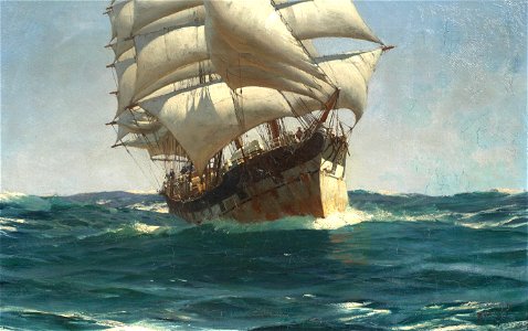 Thomas Somerscales - A clipper running before the wind (1901)