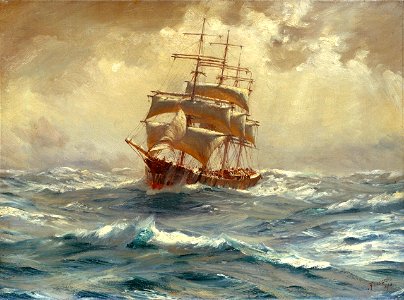 Thomas Somerscales - A Barque Running Before a Gale