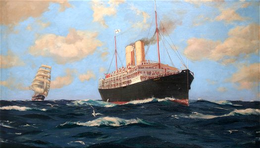 Thomas Somerscales - Sail and Steam in Majesty