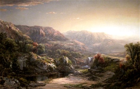 William Louis Sonntag - 'Mountain Landscape', oil on canvas, c. 1860, El Paso Museum of Art. Free illustration for personal and commercial use.