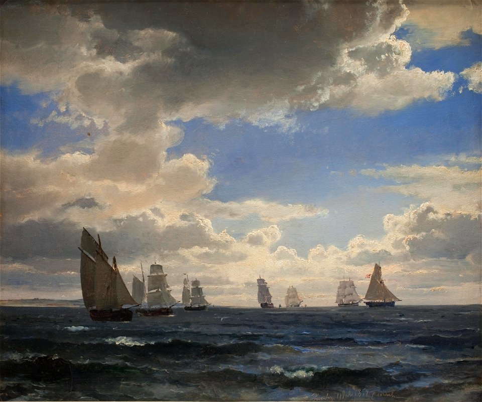 Sørensen Sejlskibe i sundet syd for Kronborg 1857