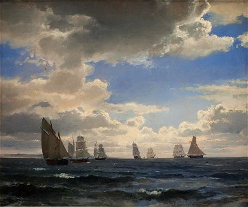 Sørensen Sejlskibe i sundet syd for Kronborg 1857