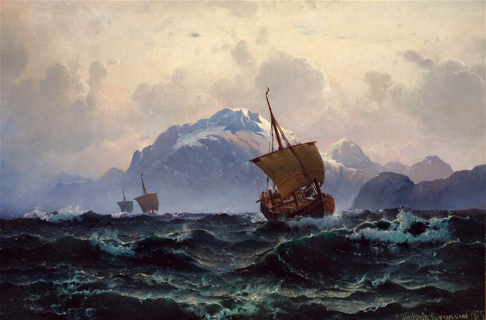Carl Frederik Sørensen - Nordlandsjægter (1872)