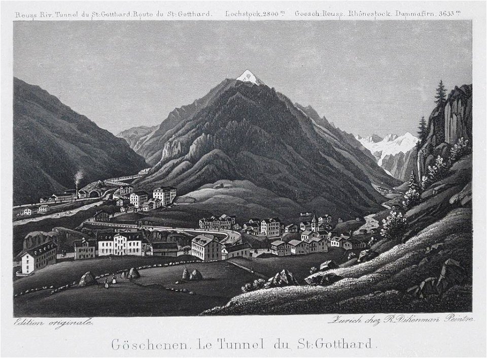 Souvenir de la Suisse c1840 Göschenen Le Tunnel du St Gotthard
