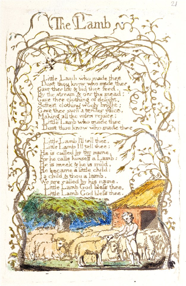 Songs of Innocence and of Experience, copy A, 1795 (British Museum), object 8 The Lamb